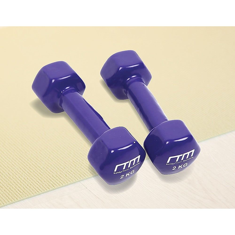 2kg Dumbbells Pair PVC Hand Weights Rubber Coated Does not apply