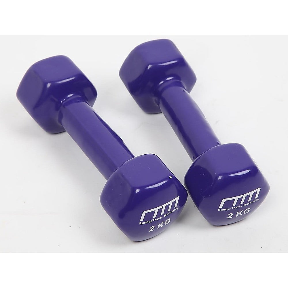 2kg Dumbbells Pair PVC Hand Weights Rubber Coated Does not apply