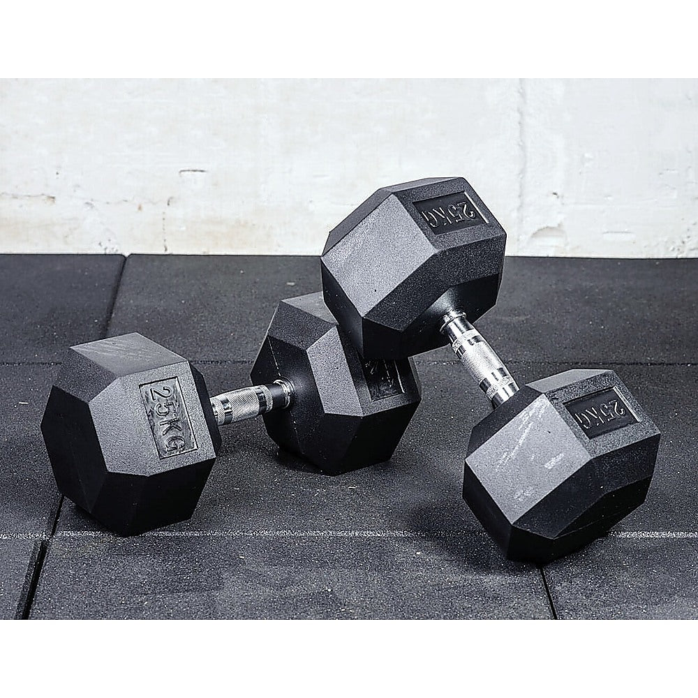 25KG Commercial Rubber Hex Dumbbell Gym Weight Does not apply