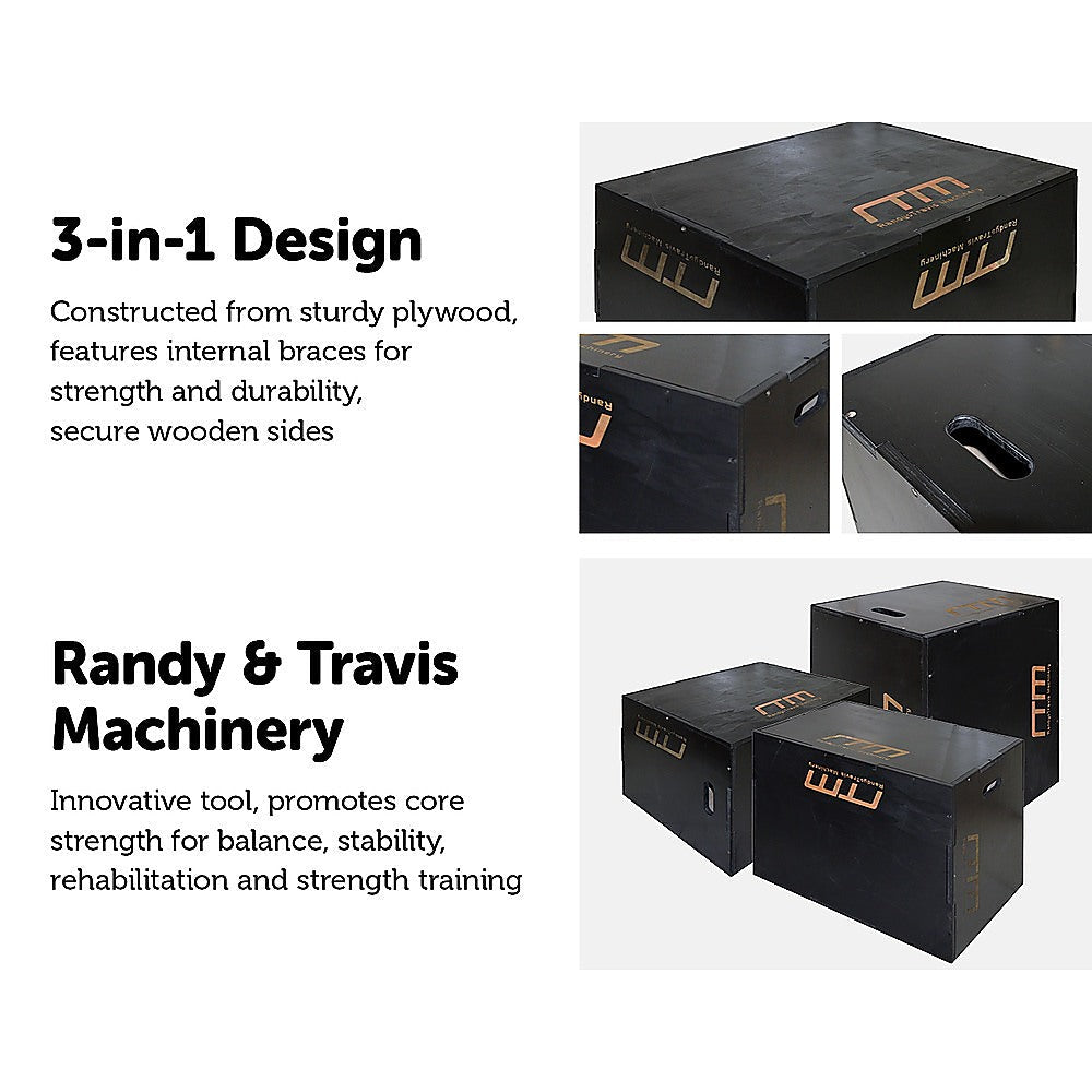 3 IN 1 Black Wood Plyo Games Plyometric Jump Box Does not apply