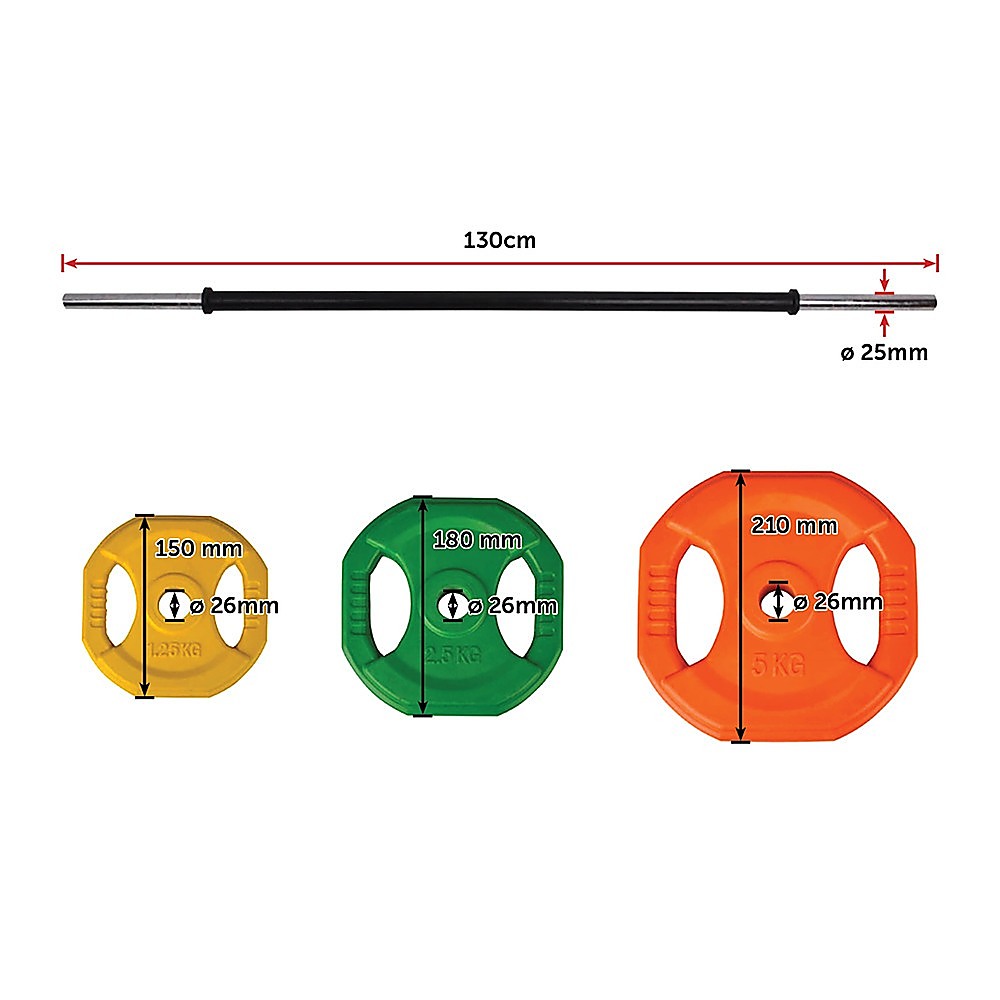 20kg Standard Rubber Coloured Barbell Does not apply