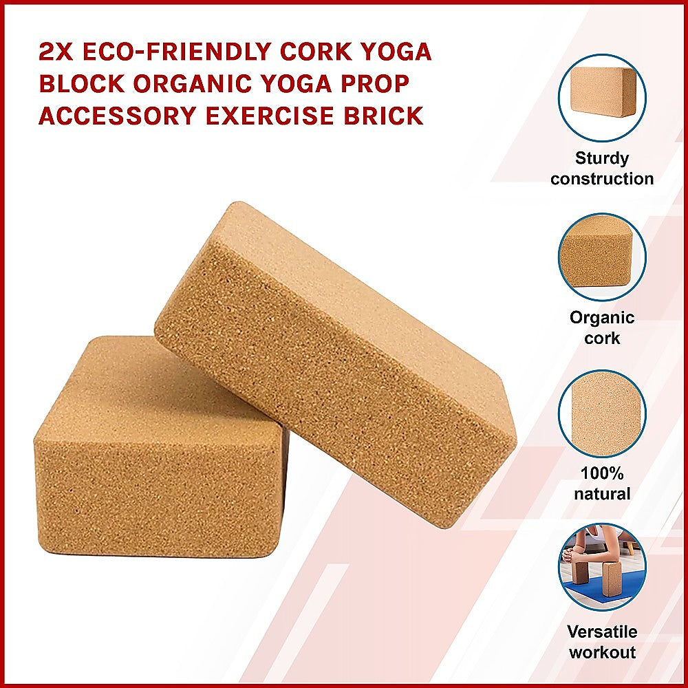 2x ECO-Friendly Cork Yoga Block Organic Yoga Prop Accessory Exercise Brick Does not apply