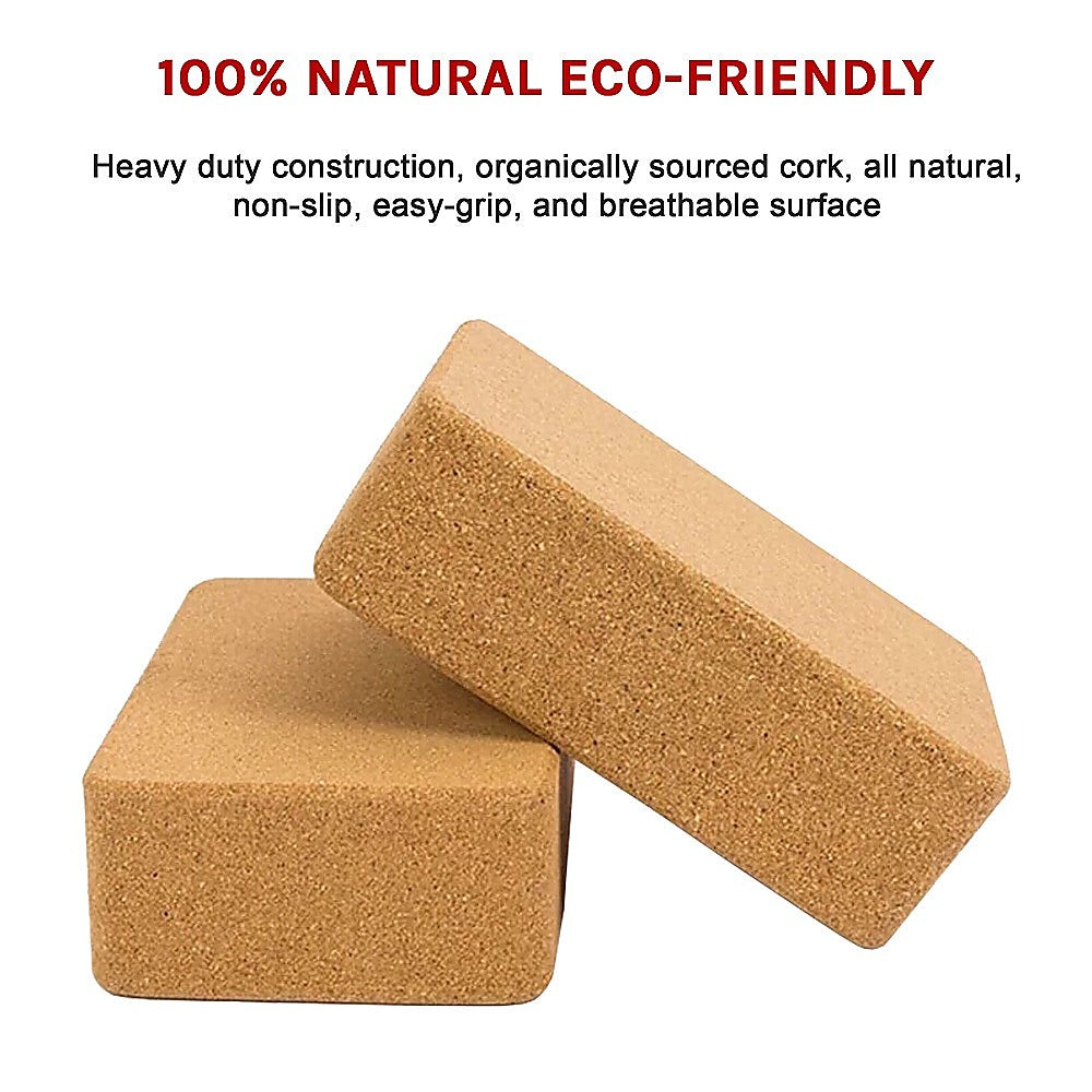 2x ECO-Friendly Cork Yoga Block Organic Yoga Prop Accessory Exercise Brick Does not apply