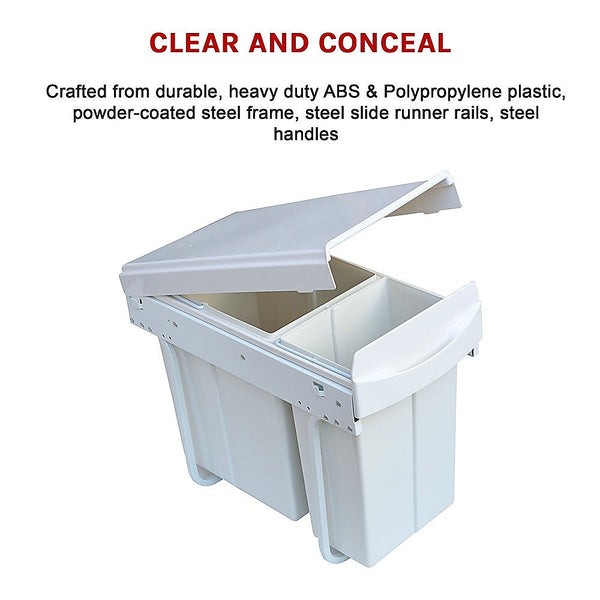 Pull Out Bin Kitchen Double Dual Slide Garbage Rubbish Waste 10L+20L Does not apply