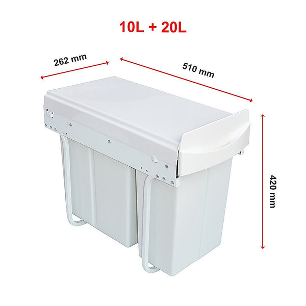 Pull Out Bin Kitchen Double Dual Slide Garbage Rubbish Waste 10L+20L Does not apply