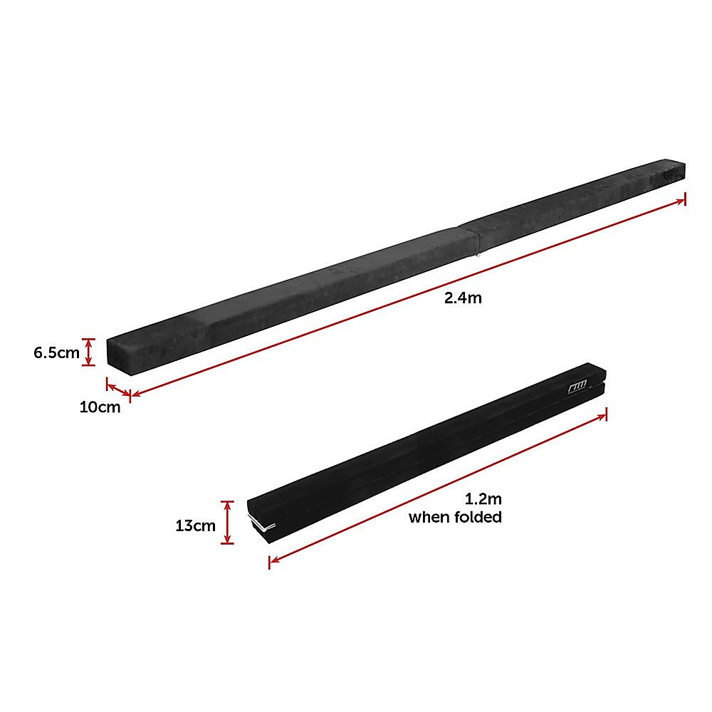 2.4m (8FT) Gymnastics Folding Balance Beam Black Synthetic Suede Does not apply