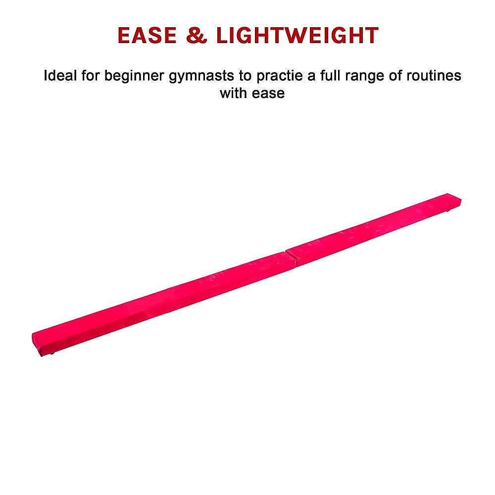 2.4m (8FT) Gymnastics Folding Balance Beam Pink Synthetic Suede Does not apply