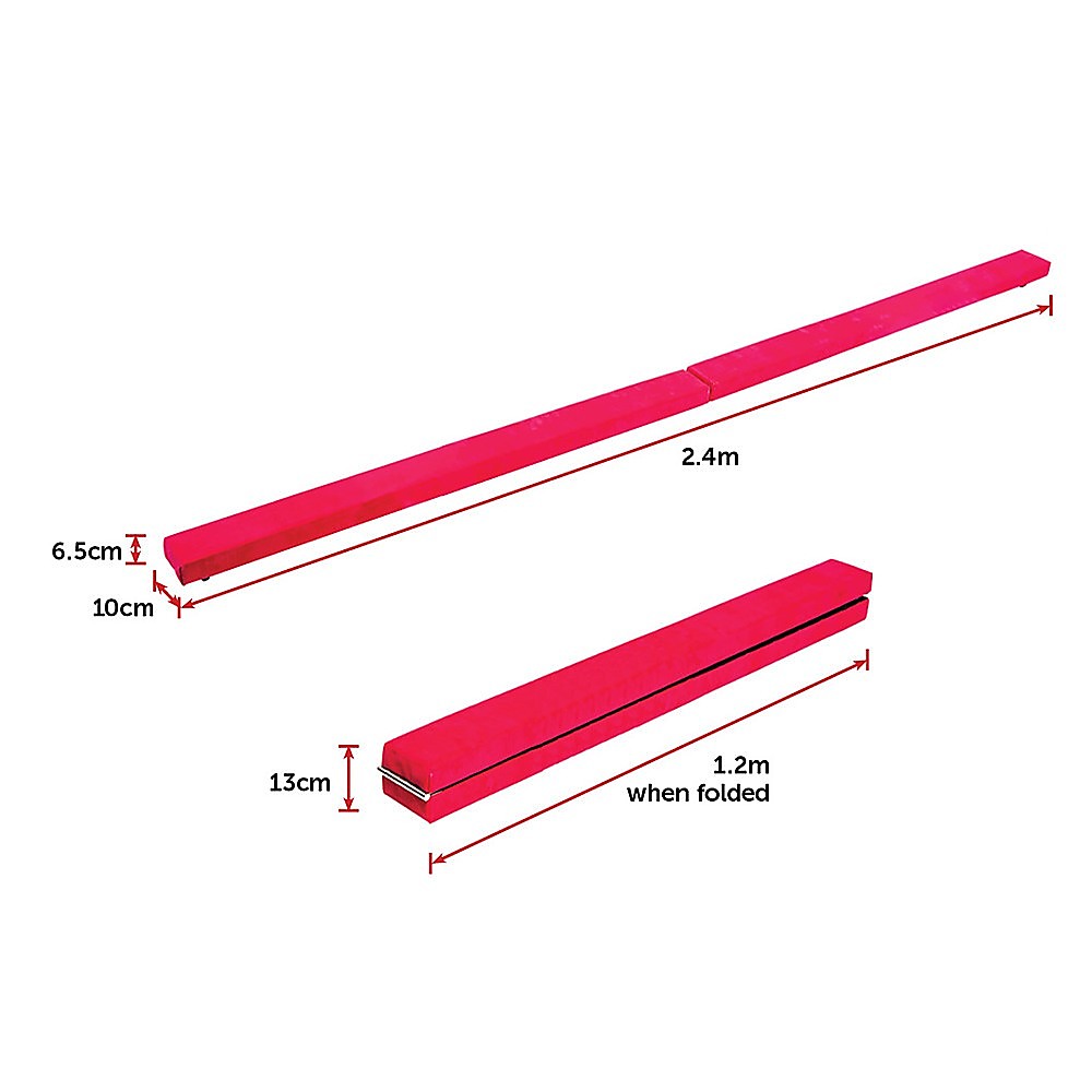 2.4m (8FT) Gymnastics Folding Balance Beam Pink Synthetic Suede Does not apply