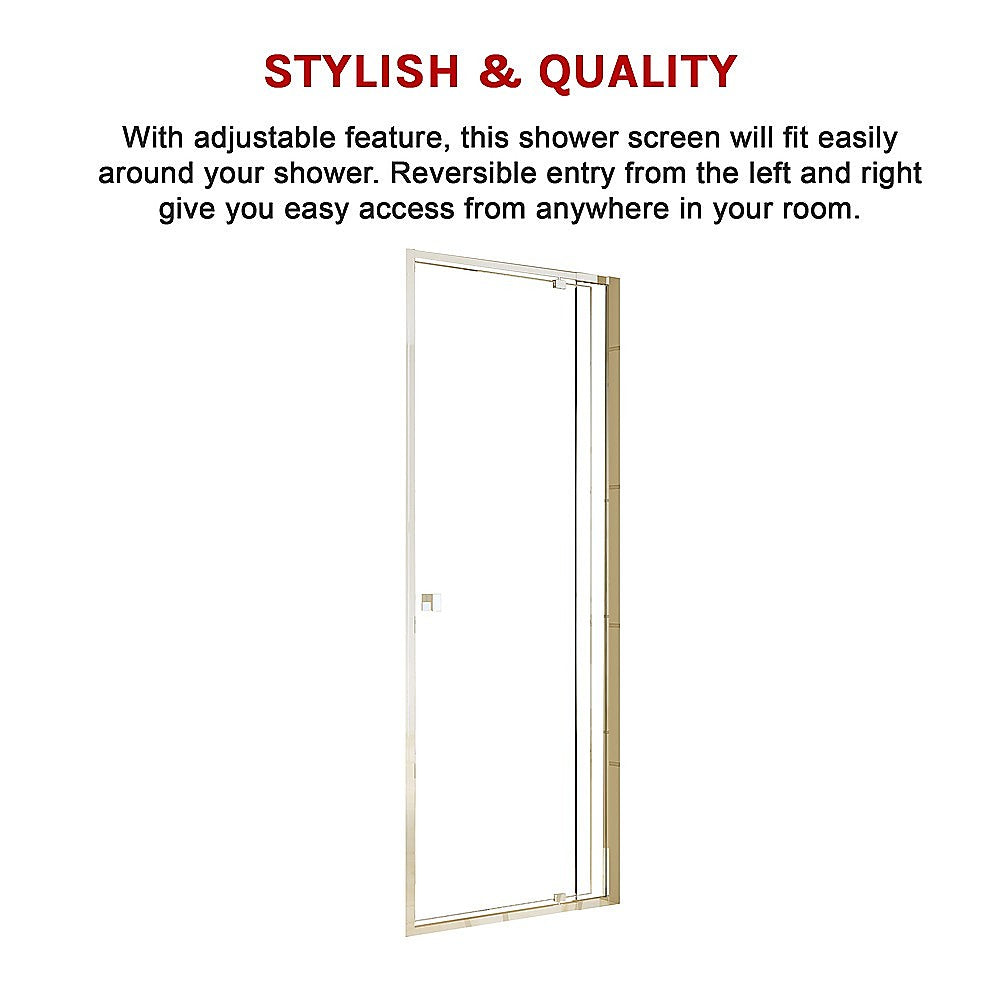 Adjustable Semi Frameless Shower Screen (74~82) x 195cm Australian Safety Glass Della Francesca