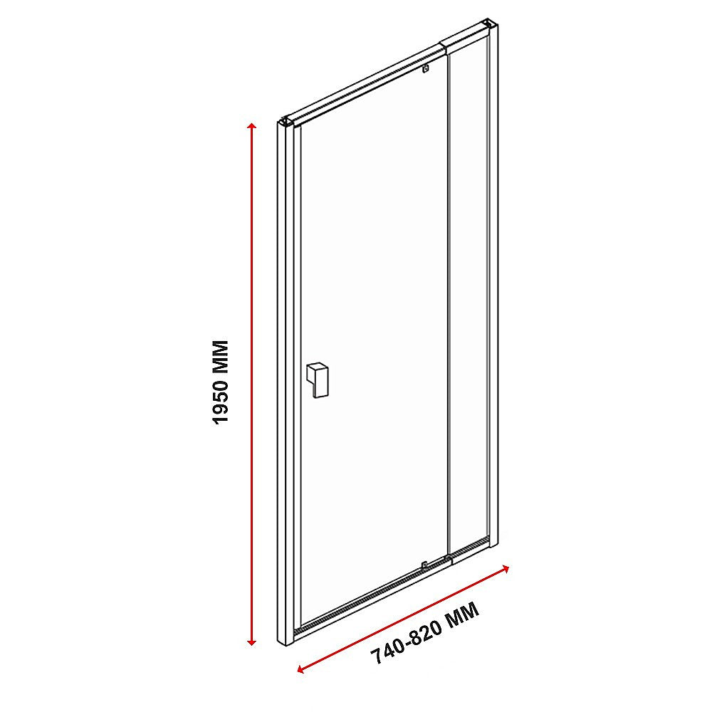 Adjustable Semi Frameless Shower Screen (74~82) x 195cm Australian Safety Glass Della Francesca
