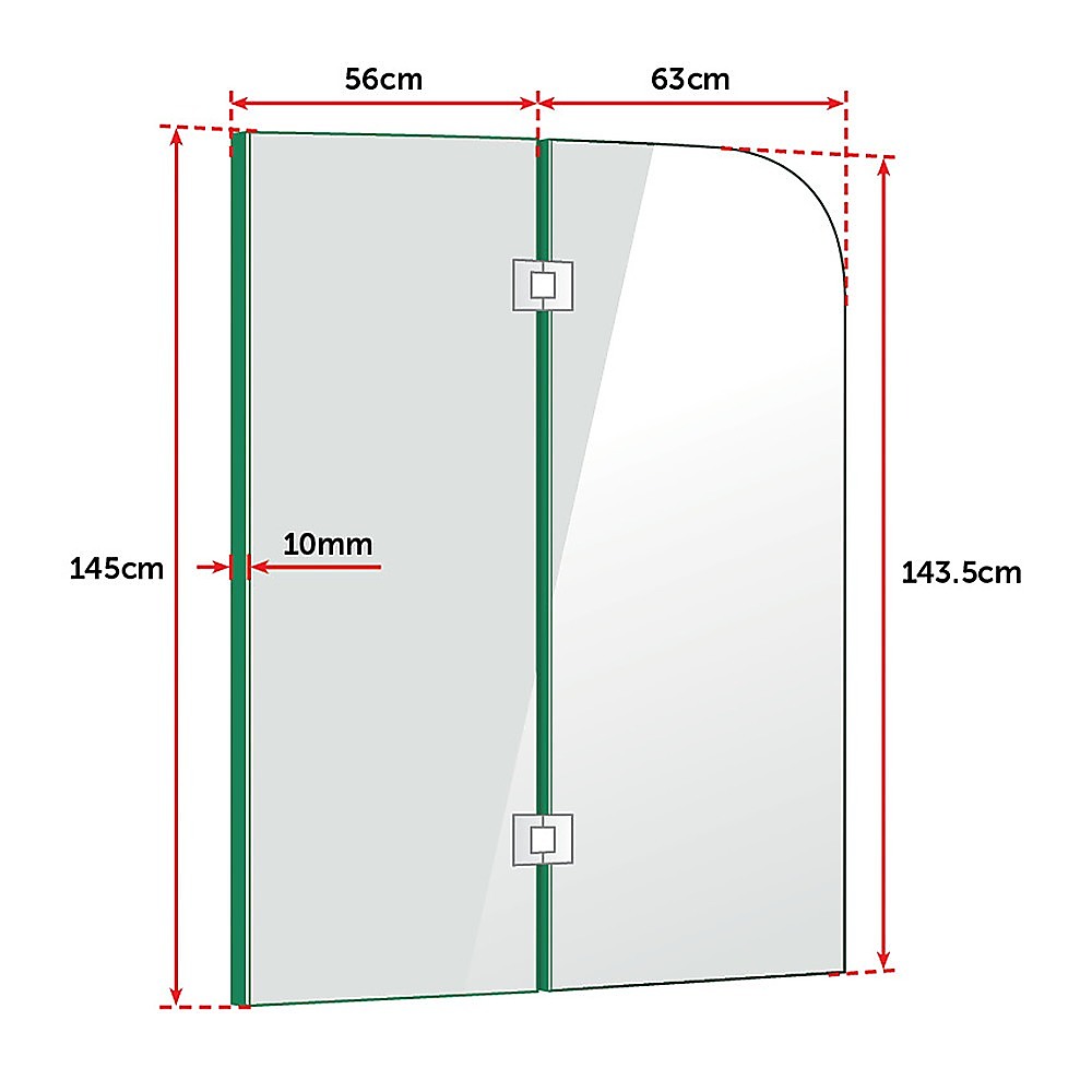 1200 x 1450mm Frameless Bath Panel 10mm Glass Shower Screen By Della Francesca Della Francesca