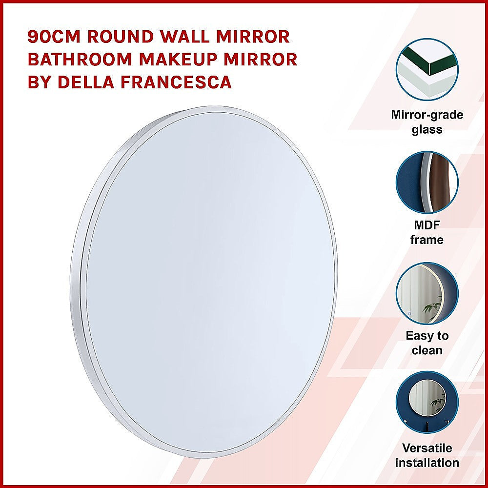 90cm Round Wall Mirror Bathroom Makeup Mirror by Della Francesca Della Francesca
