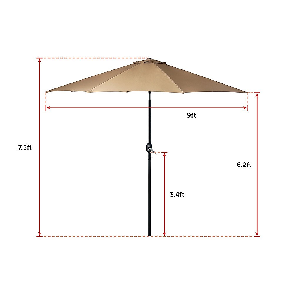 9FT Patio Umbrella Outdoor Garden Table Umbrella with 8 Sturdy Ribs Does not apply