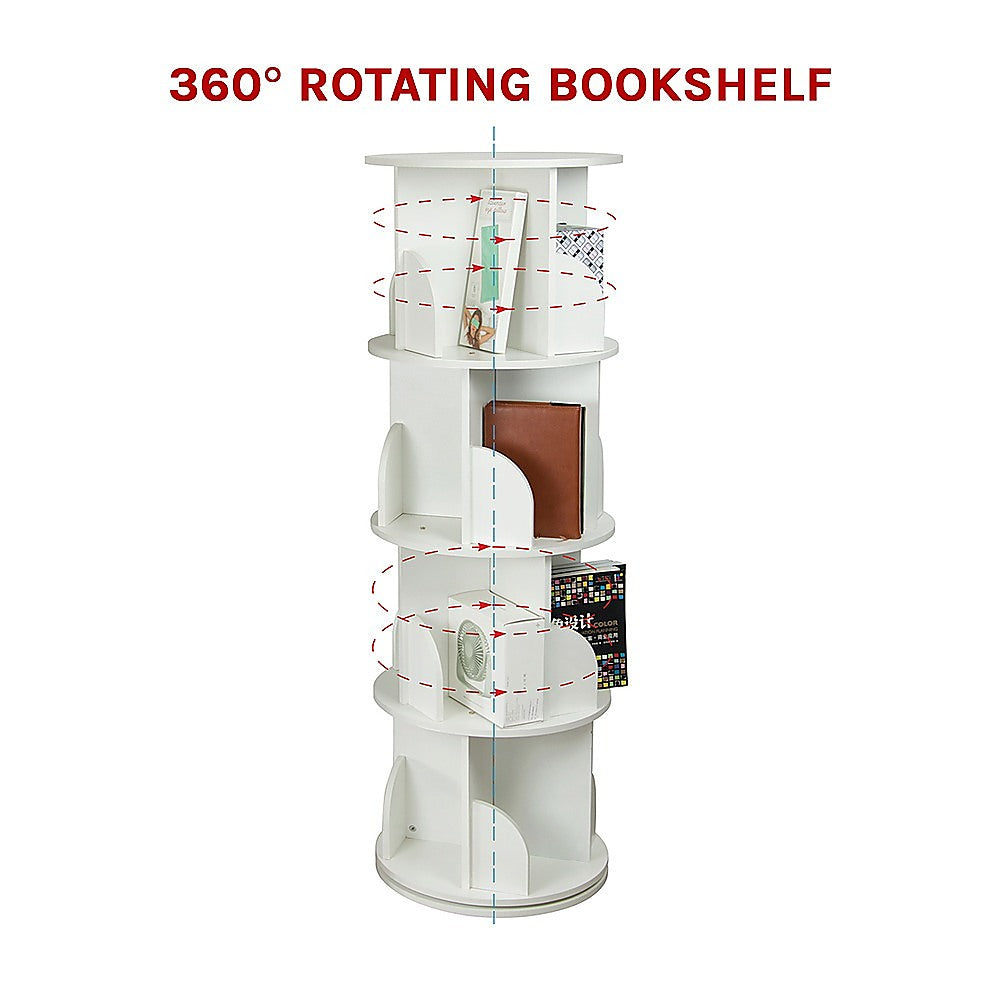 360-degree Rotating 4 Tier Display Shelf Bookcase Organiser Does not apply