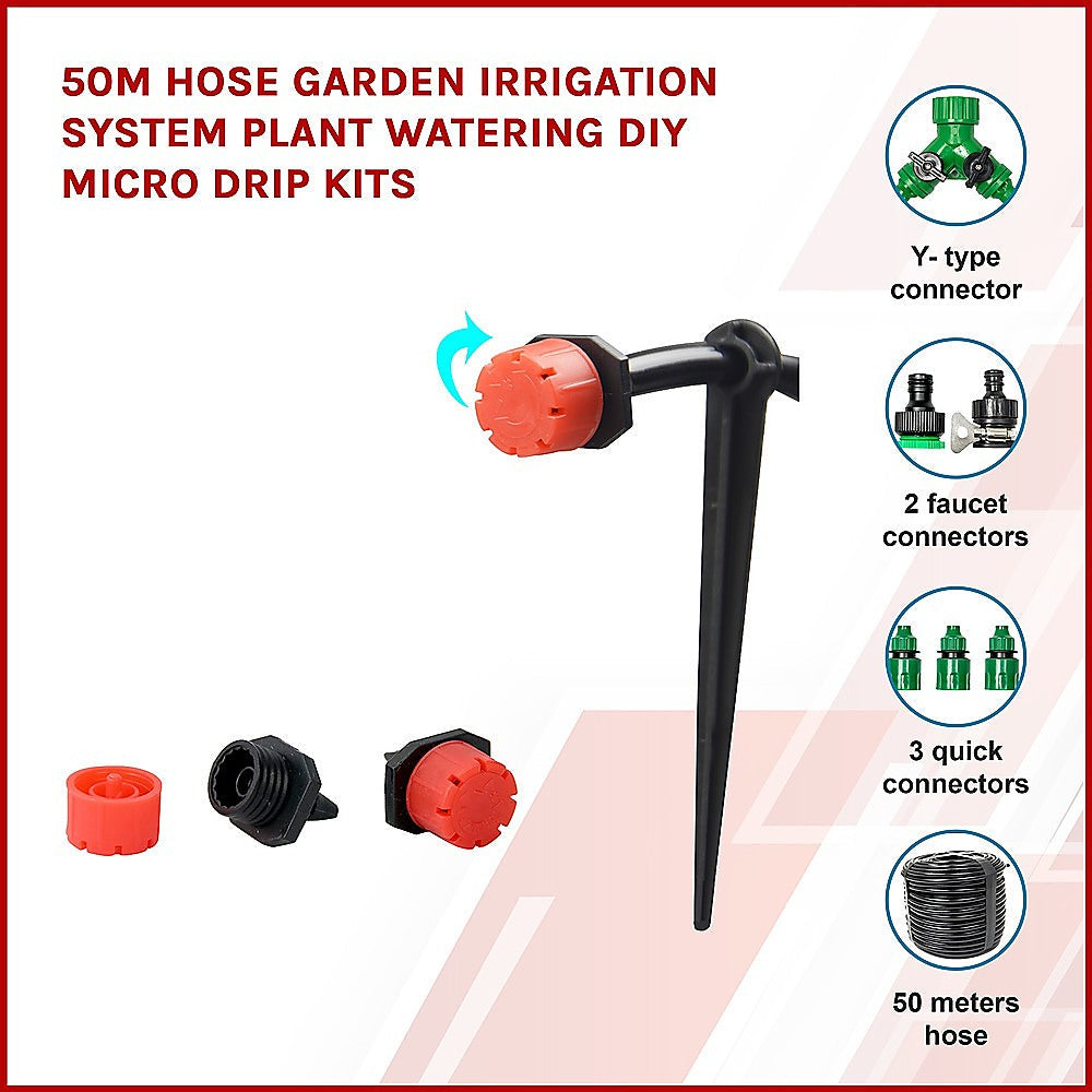 50M Hose Garden Irrigation System Plant Watering DIY Micro Drip Kits Does not apply