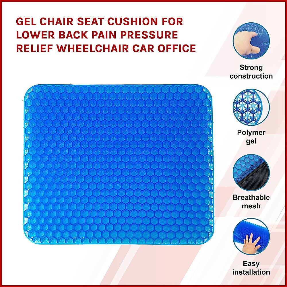 Gel Chair Seat Cushion For Lower Back Pain Pressure Relief Wheelchair Car Office Does not apply