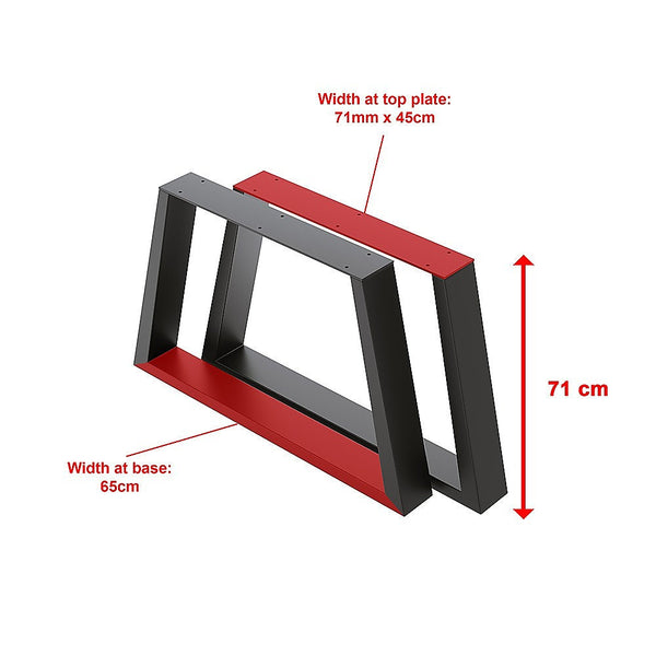 Trapezium-Shaped Table Bench Desk Legs Retro Industrial Design Fully Welded - Black Della Francesca