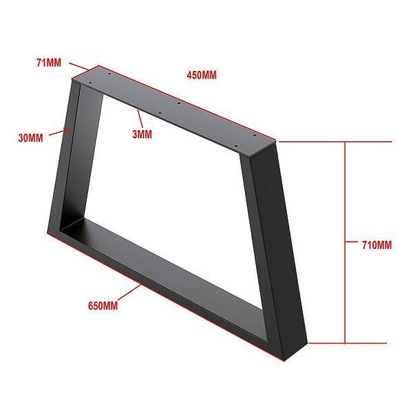 Trapezium-Shaped Table Bench Desk Legs Retro Industrial Design Fully Welded - Black Della Francesca