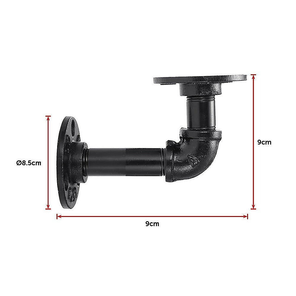 Industrial Black Iron Pipe Bracket Wall Mounted Floating Shelf - Set of 2 Does not apply