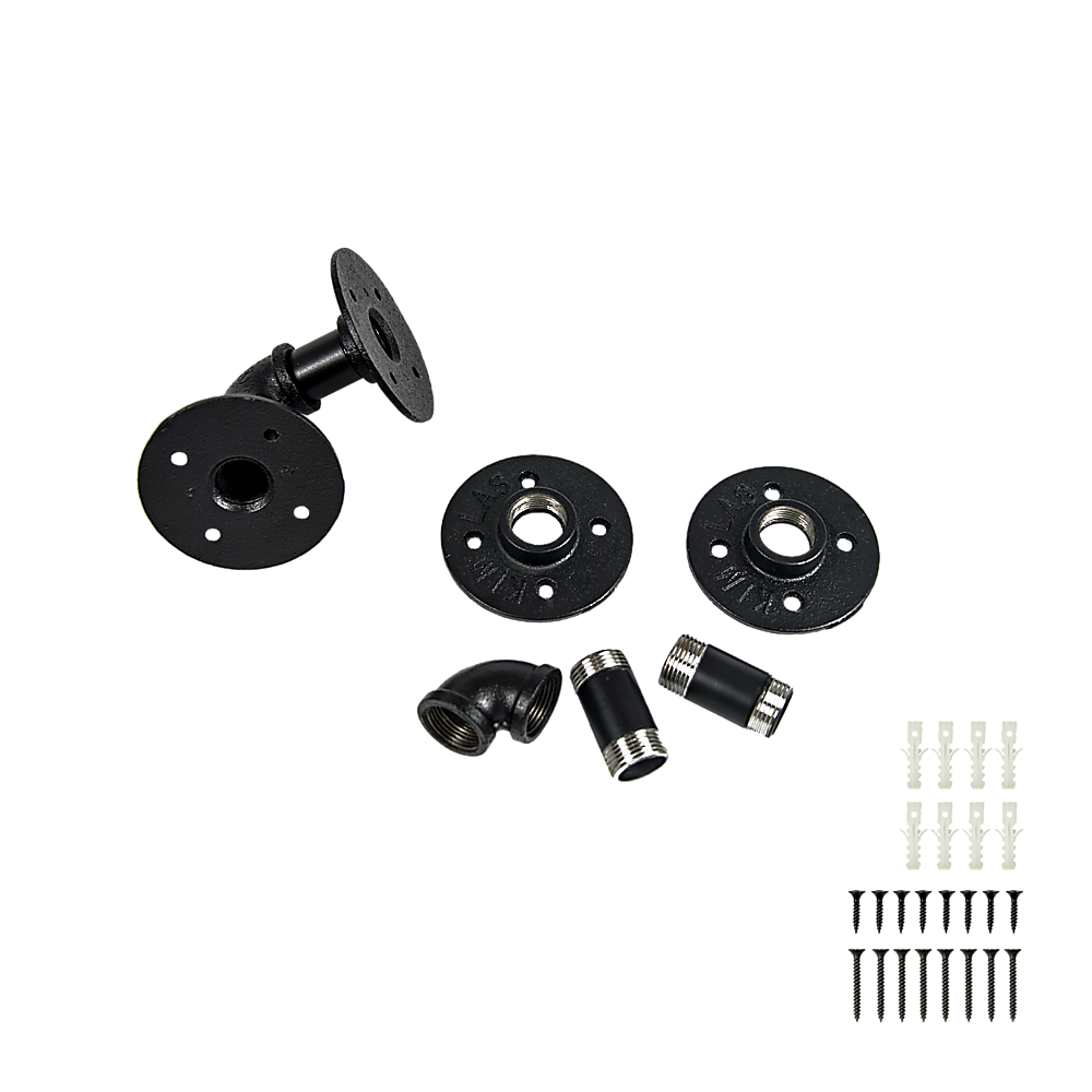 Industrial Black Iron Pipe Bracket Wall Mounted Floating Shelf - Set of 2 Does not apply