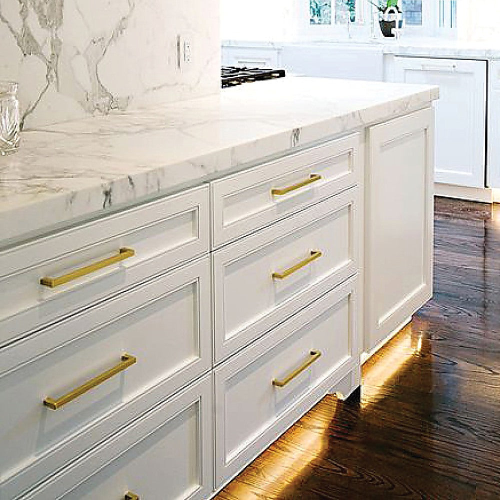 15x Brushed Brass Drawer Pulls Kitchen Cabinet Handles - Gold Finish 128mm Does not apply