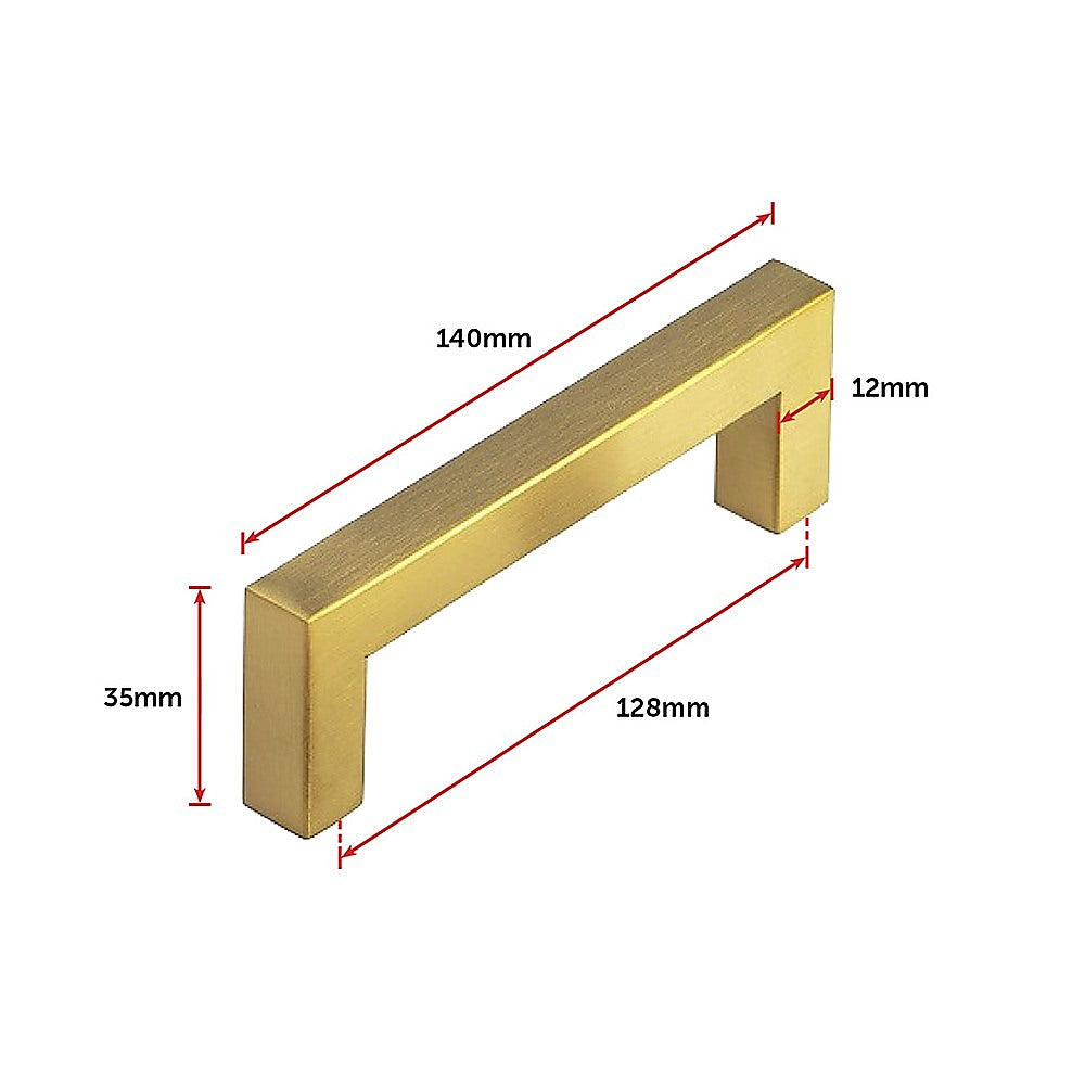 15x Brushed Brass Drawer Pulls Kitchen Cabinet Handles - Gold Finish 128mm Does not apply