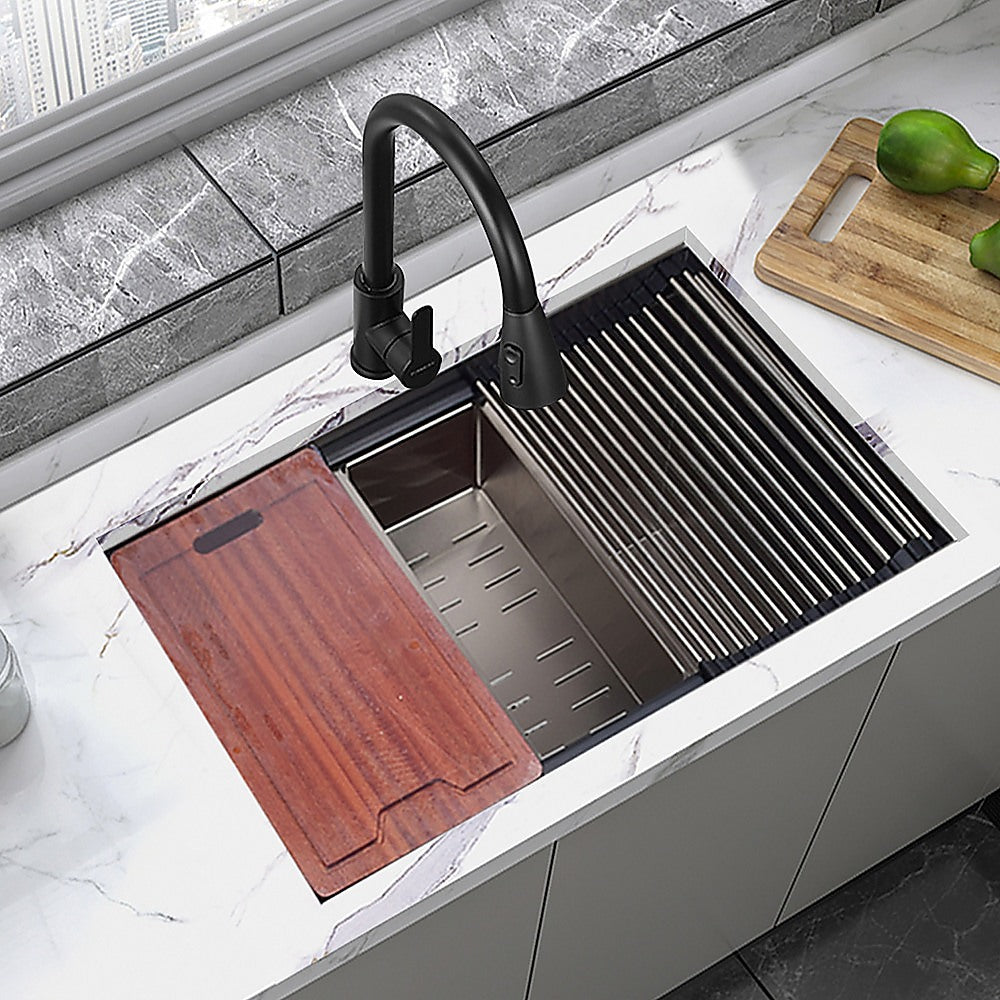 BRIENZ 32-inch Nano Workstation Ledge Undermount 16 Gauge Stainless Steel Kitchen Sink Single Bowl Does not apply