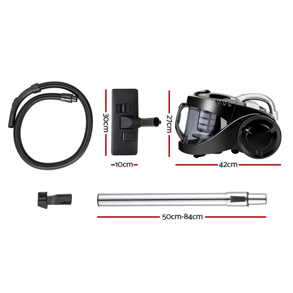 Devanti Vacuum Cleaner Bagless Cyclone Cyclonic Vac Home Office Car 2200W Black freeshipping - Awezingly