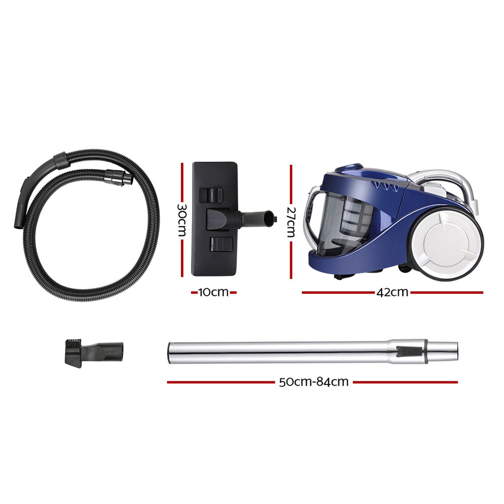 Devanti Vacuum Cleaner Bagless Cyclone Cyclonic Vac Home Office Car 2200W Blue freeshipping - Awezingly