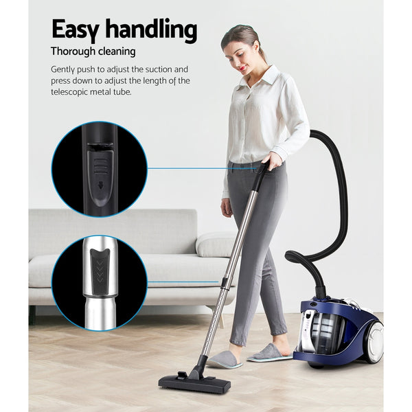 Devanti Vacuum Cleaner Bagless Cyclone Cyclonic Vac Home Office Car 2200W Blue freeshipping - Awezingly