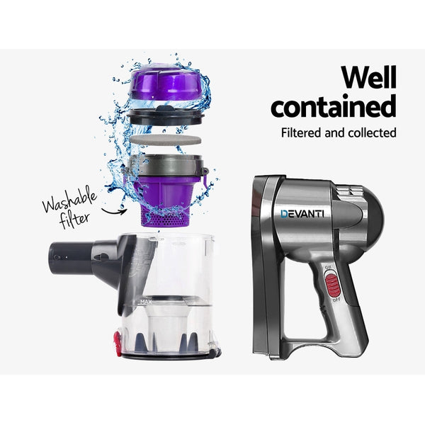 Devanti Corded Handheld Bagless Vacuum Cleaner - Purple and Silver freeshipping - Awezingly