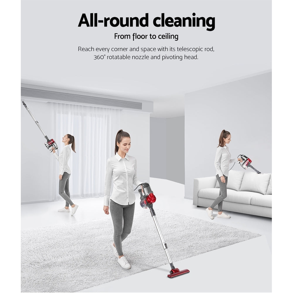 Devanti Corded Handheld Bagless Vacuum Cleaner - Red and Silver freeshipping - Awezingly