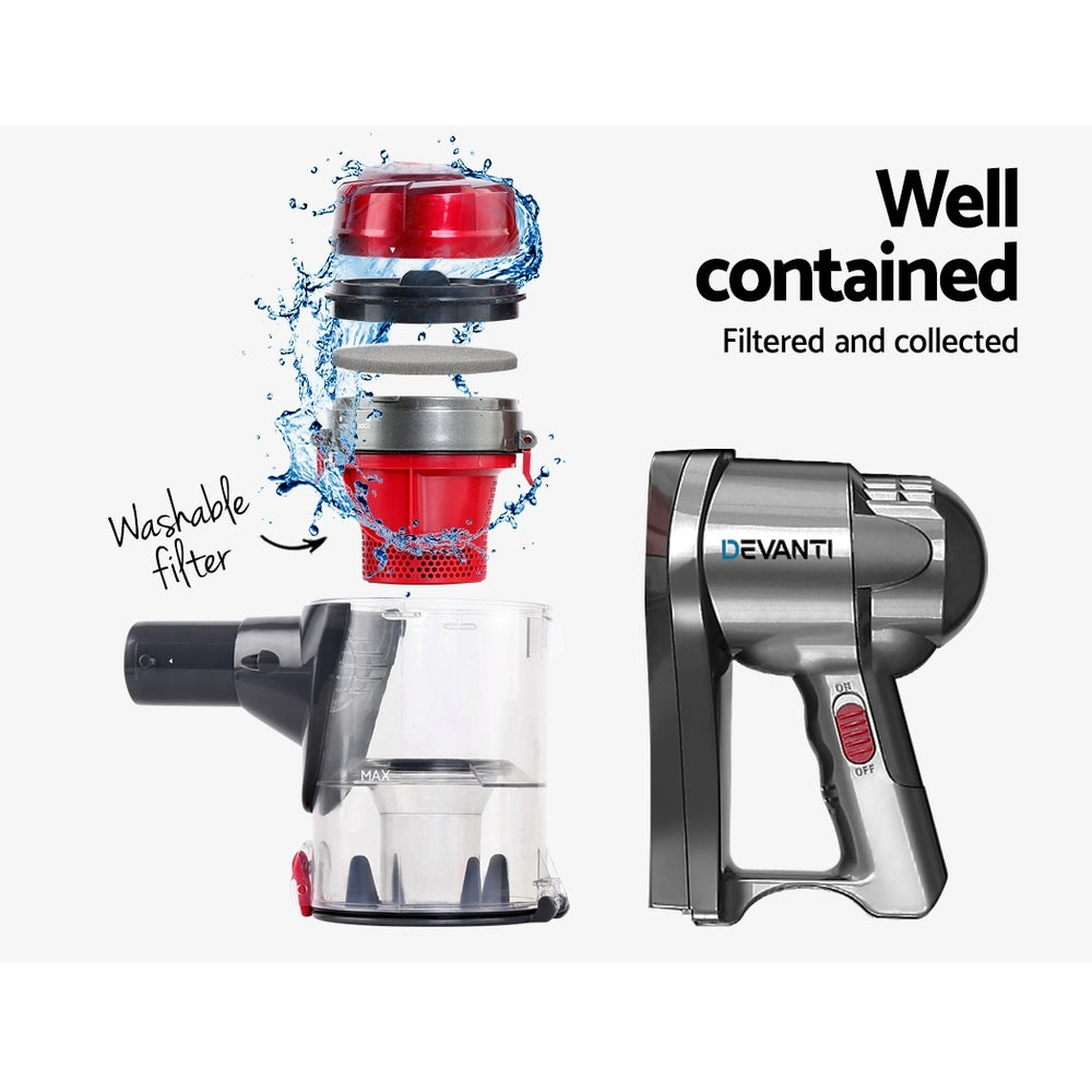 Devanti Corded Handheld Bagless Vacuum Cleaner - Red and Silver freeshipping - Awezingly