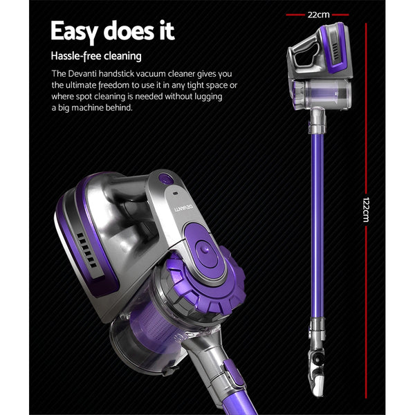 Devanti 150 Cordless Handheld Stick Vacuum Cleaner 2 Speed   Purple And Grey freeshipping - Awezingly