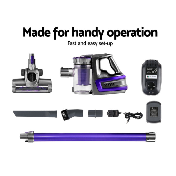 Devanti 150 Cordless Handheld Stick Vacuum Cleaner 2 Speed   Purple And Grey freeshipping - Awezingly