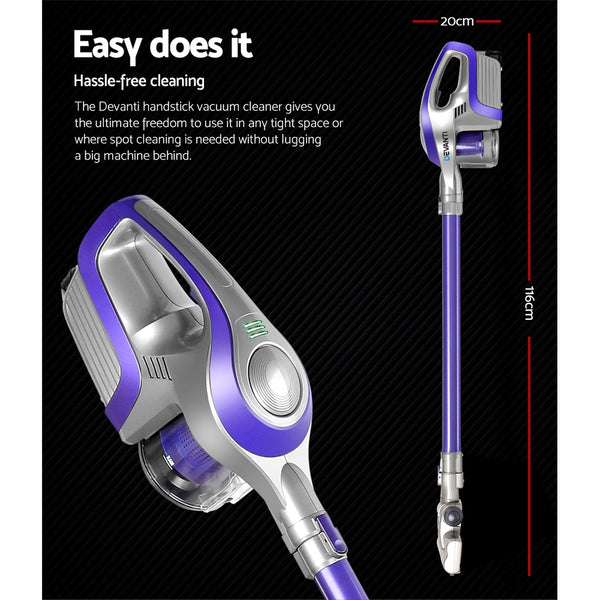 Devanti Cordless Stick Vacuum Cleaner - Purple & Grey freeshipping - Awezingly