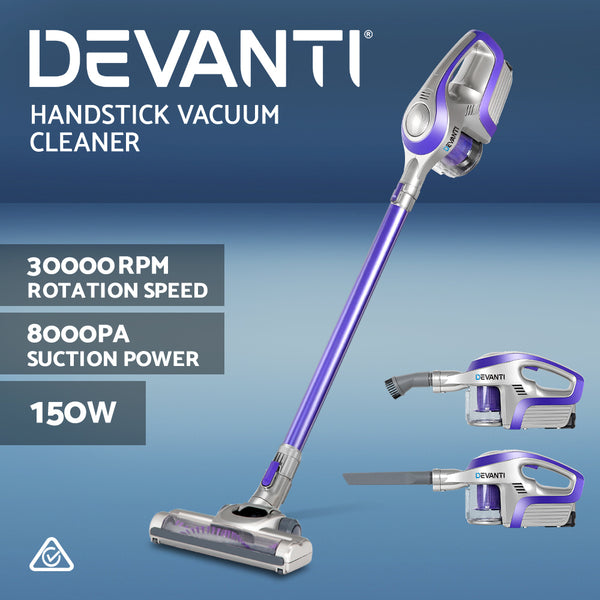 Devanti Cordless Stick Vacuum Cleaner - Purple & Grey freeshipping - Awezingly