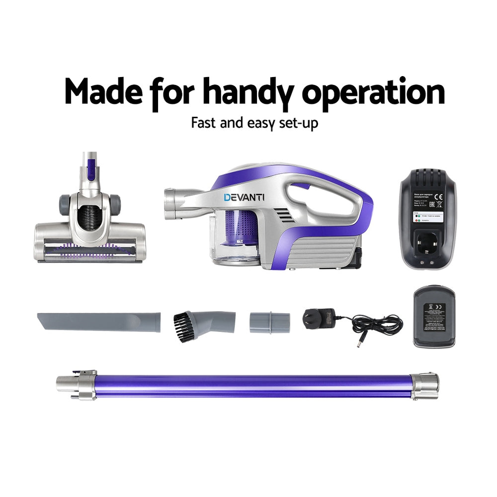Devanti Cordless Stick Vacuum Cleaner - Purple & Grey freeshipping - Awezingly