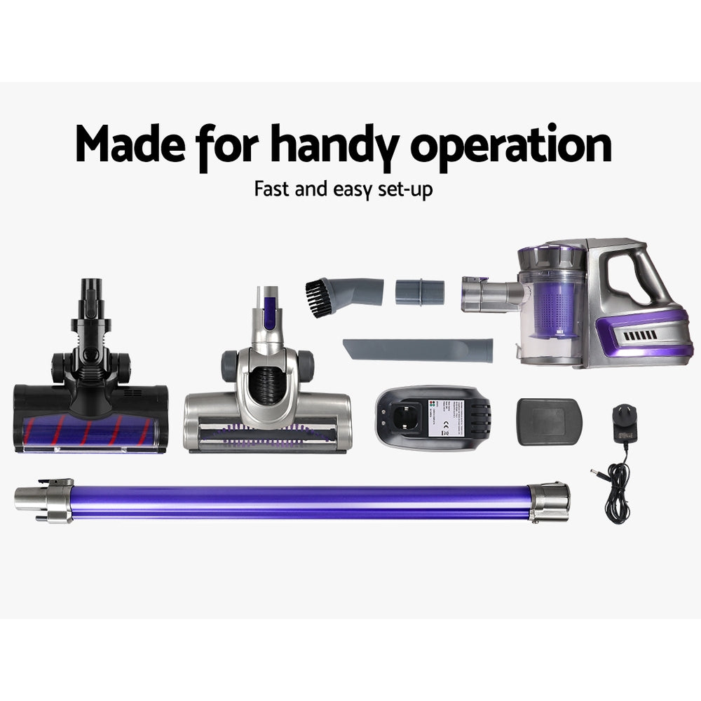 Devanti 150W Stick Handstick Handheld Cordless Vacuum Cleaner 2-Speed with Headlight Purple freeshipping - Awezingly