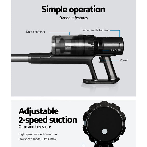 Devanti Handheld Vacuum Cleaner Brushless Cordless Bagless Stick Vacuums 350W Devanti