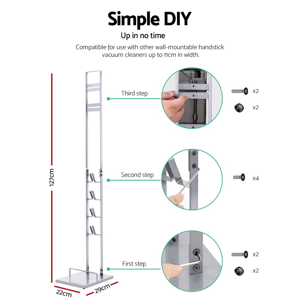 Artiss Freestanding Vacuum Stand Rack For Dyson Handheld Cleaner V6 V7 V8 V10 V11 Silver Artiss
