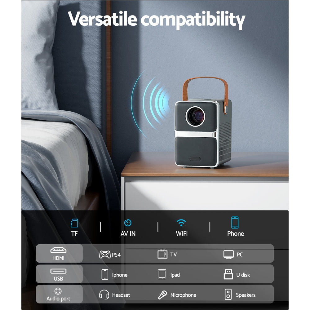 Devanti Portable Wifi Video Projector 4K Home Theater Screen Cast HDMI Devanti