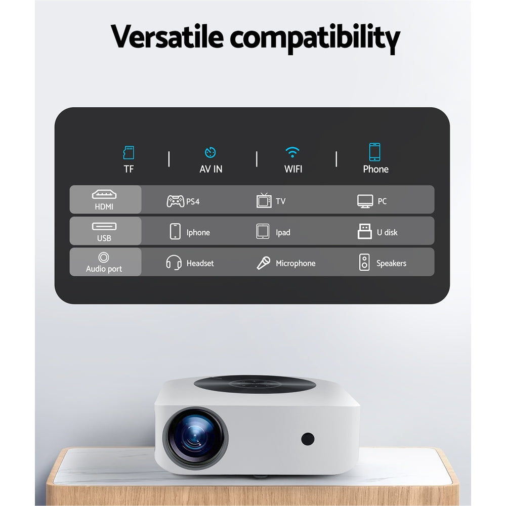 Devanti Wifi Bluetooth Video Projector Touch Screen 1080P Portable Home Cinema Devanti