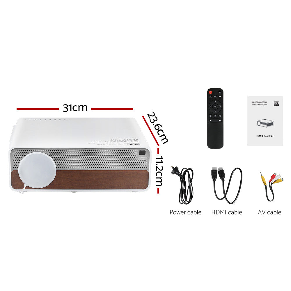 Devanti Wifi Video Projector 4K 1080P Portable Home Cinema HDMI Screen Cast Devanti