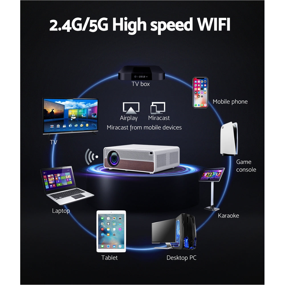 Devanti Wifi Video Projector 4K 1080P Portable Home Cinema HDMI Screen Cast Devanti