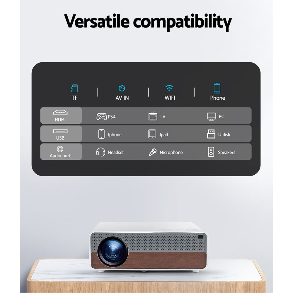 Devanti Wifi Video Projector 4K 1080P Portable Home Cinema HDMI Screen Cast Devanti