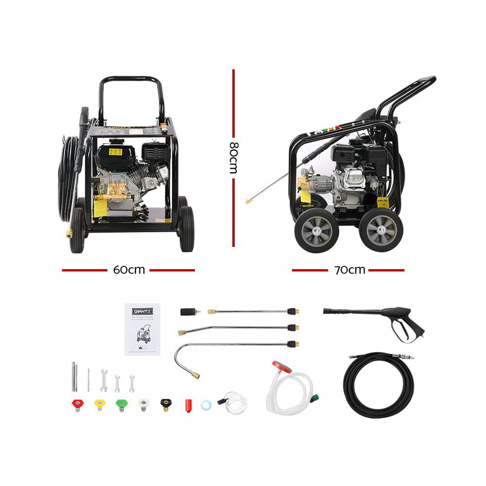 Giantz 4800PSI 20M Petrol High Pressure Cleaner Washer Water Jet Hose Gurney Giantz