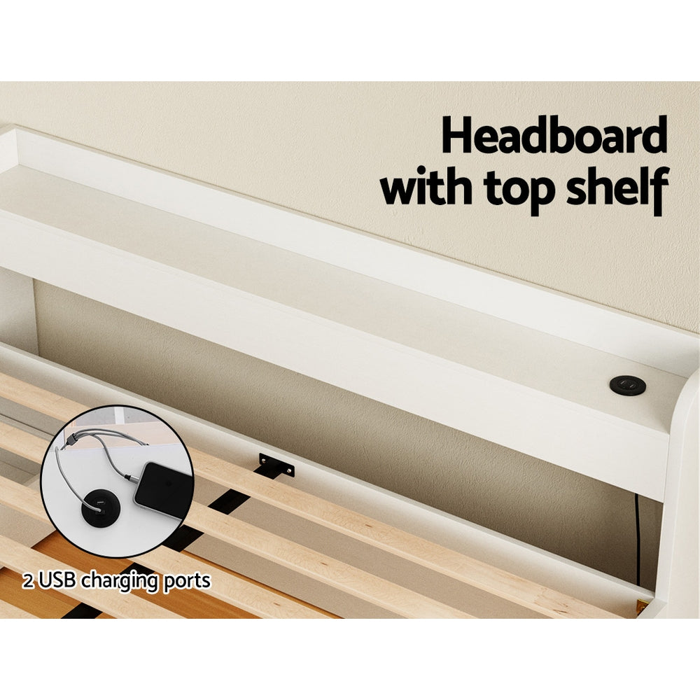 Artiss Bed Frame Double Size Mattress Base wtih Charging Ports 2 Storage Drawers Artiss