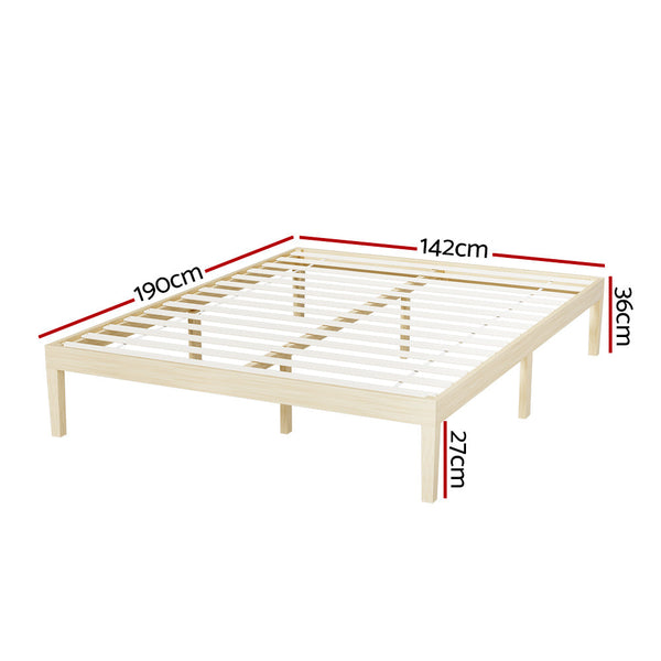 Artiss Bed Frame Double Size Wooden Base Mattress Platform Timber Pine BRUNO Artiss