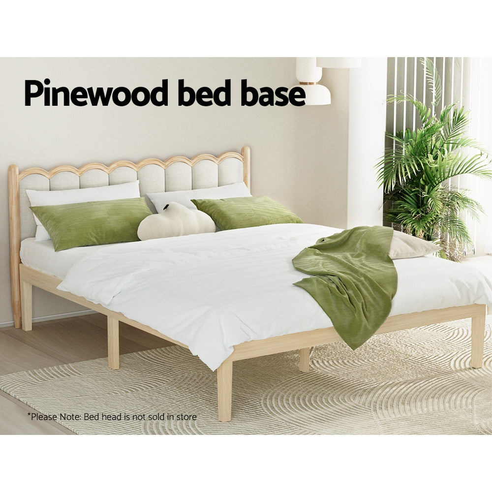 Artiss Bed Frame Double Size Wooden Base Mattress Platform Timber Pine BRUNO Artiss